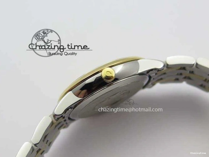 0315 OnTrend De Ville 27mm SS YG Ladies MK 1:1 Best Edition White MOP Dial Diamond Markers On SS Bracelet Ronda Quartz 8187